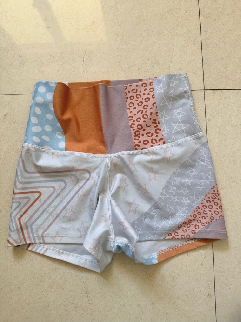 High-Waist Patchwork Print Women’s Athletic Shorts